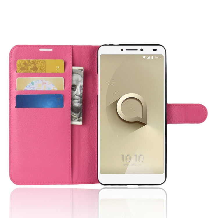 Litchi Texture Horizontal Flip Leather Case for Alcatel 3V, with Wallet & Holder & Card Slots
