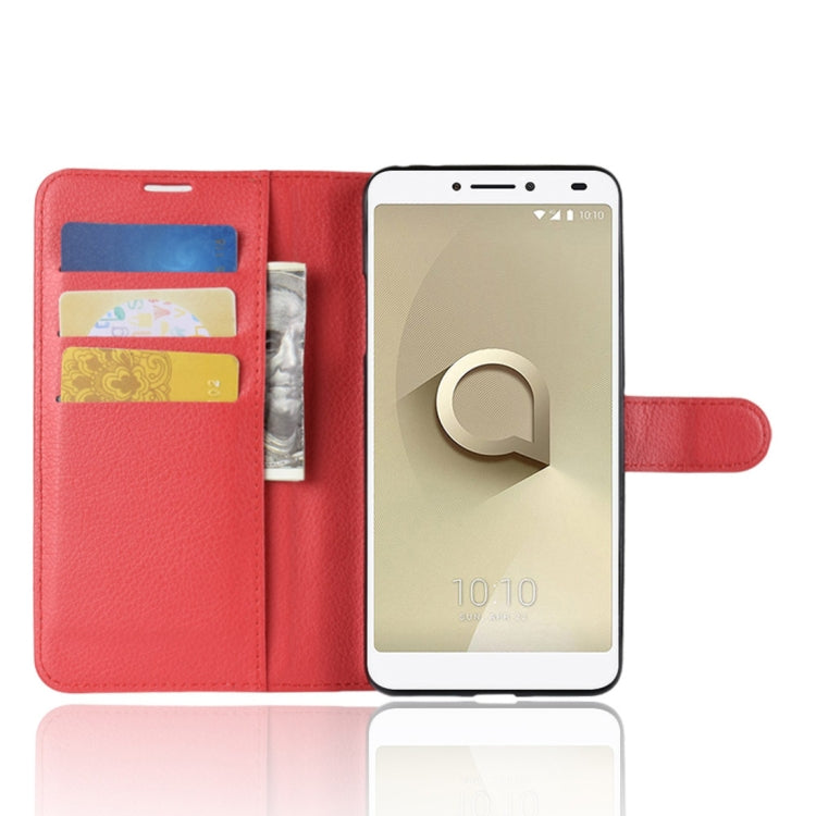 Litchi Texture Horizontal Flip Leather Case for Alcatel 3V, with Wallet & Holder & Card Slots