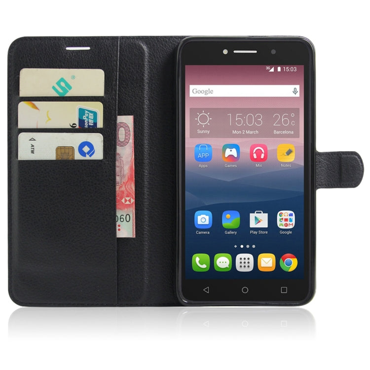 Litchi Texture Horizontal Flip Leather Case for Alcatel Pixi 4 6.0 (3G), with Wallet & Holder & Card Slots