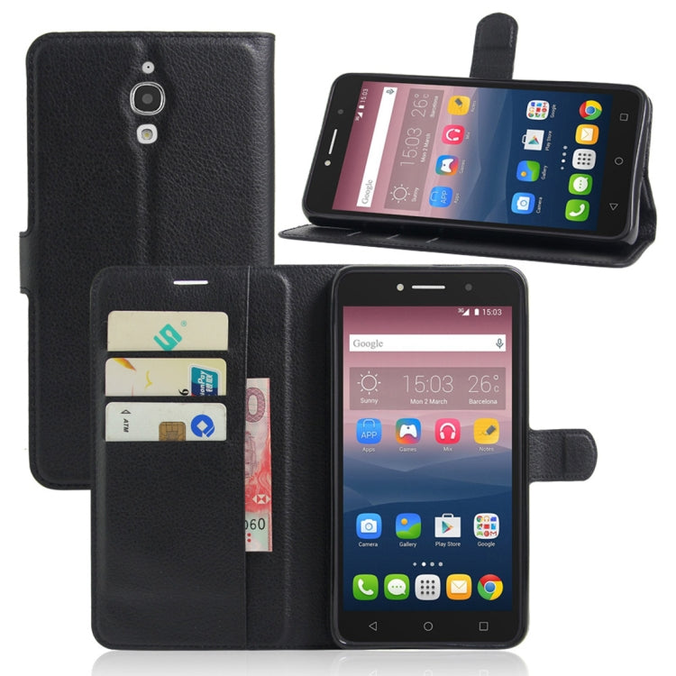 Litchi Texture Horizontal Flip Leather Case for Alcatel Pixi 4 6.0 (3G), with Wallet & Holder & Card Slots