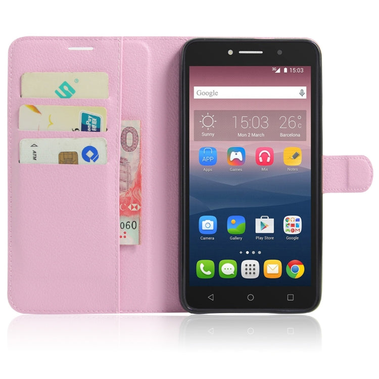 Litchi Texture Horizontal Flip Leather Case for Alcatel Pixi 4 6.0 (3G), with Wallet & Holder & Card Slots