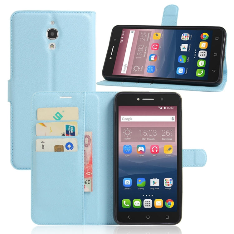 Litchi Texture Horizontal Flip Leather Case for Alcatel Pixi 4 6.0 (3G), with Wallet & Holder & Card Slots
