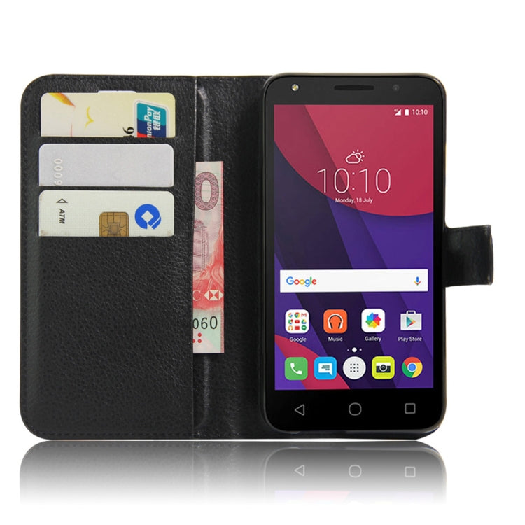 Litchi Texture Horizontal Flip Leather Case for Alcatel Pixi 4 (5) OT5045X, with Wallet & Holder & Card Slots