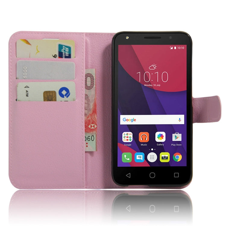 Litchi Texture Horizontal Flip Leather Case for Alcatel Pixi 4 (5) OT5045X, with Wallet & Holder & Card Slots