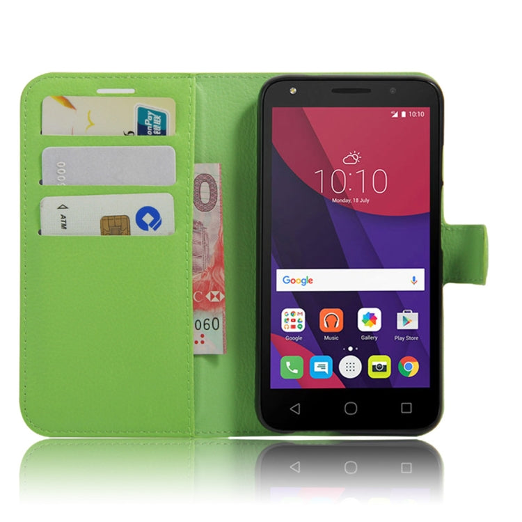Litchi Texture Horizontal Flip Leather Case for Alcatel Pixi 4 (5) OT5045X, with Wallet & Holder & Card Slots