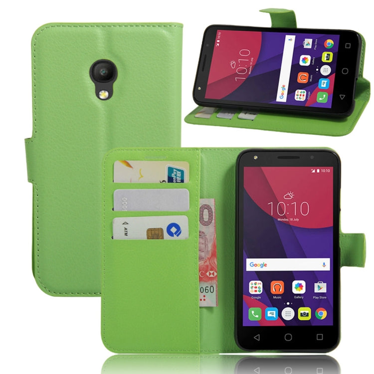 Litchi Texture Horizontal Flip Leather Case for Alcatel Pixi 4 (5) OT5045X, with Wallet & Holder & Card Slots