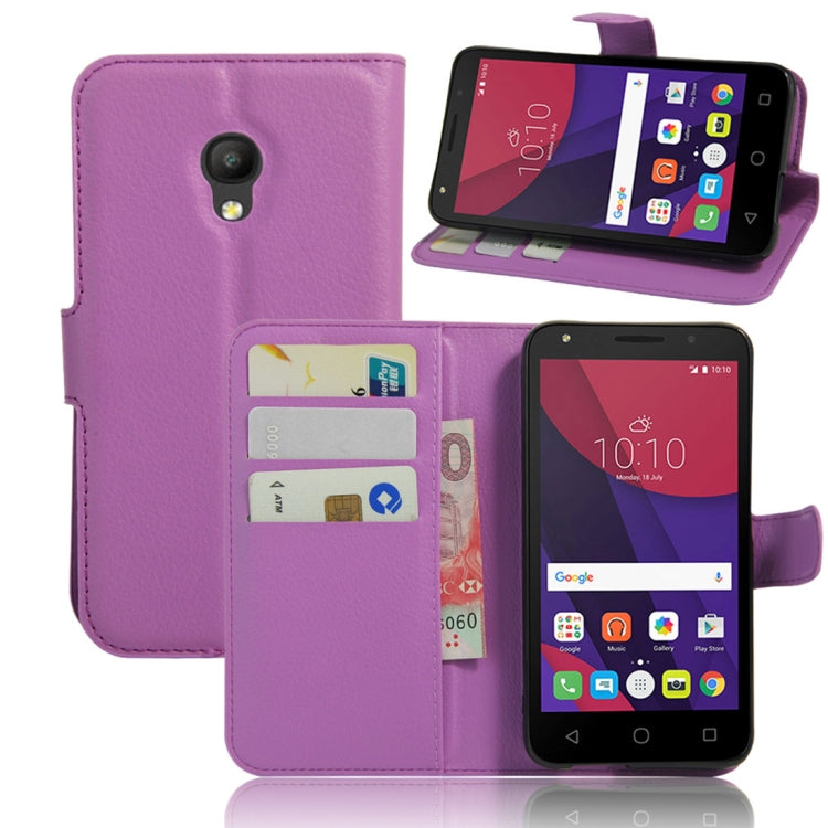 Litchi Texture Horizontal Flip Leather Case for Alcatel Pixi 4 (5) OT5045X, with Wallet & Holder & Card Slots