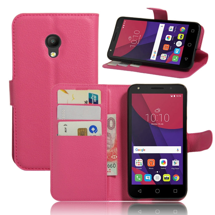 Litchi Texture Horizontal Flip Leather Case for Alcatel Pixi 4 (5) OT5045X, with Wallet & Holder & Card Slots