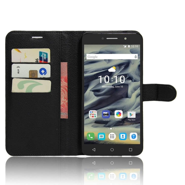 Litchi Texture Horizontal Flip Leather Case for Alcatel Pixi 4 6.0 (4G), with Wallet & Holder & Card Slots