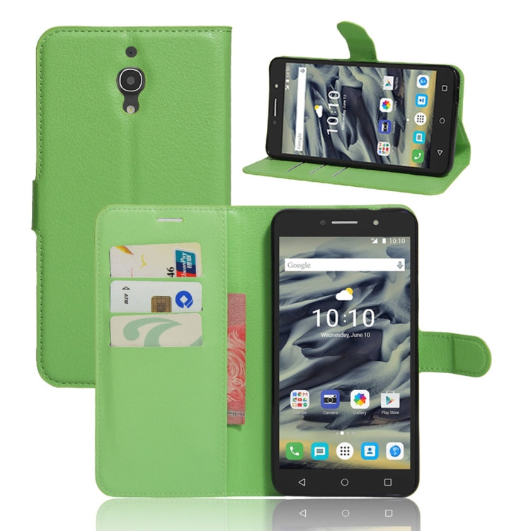 Litchi Texture Horizontal Flip Leather Case for Alcatel Pixi 4 6.0 (4G), with Wallet & Holder & Card Slots