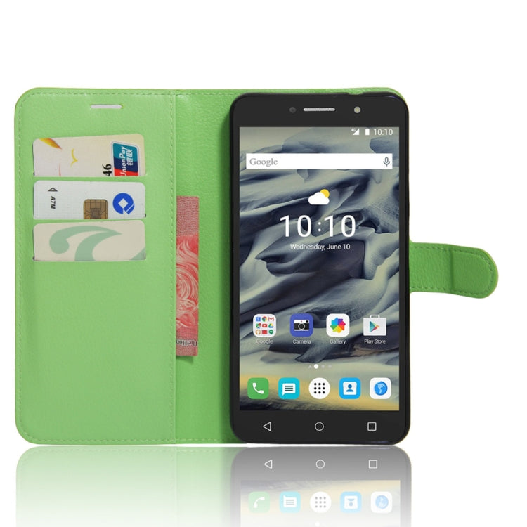 Litchi Texture Horizontal Flip Leather Case for Alcatel Pixi 4 6.0 (4G), with Wallet & Holder & Card Slots