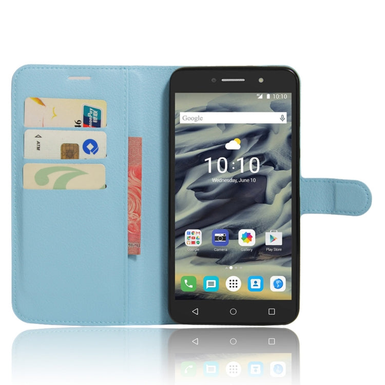 Litchi Texture Horizontal Flip Leather Case for Alcatel Pixi 4 6.0 (4G), with Wallet & Holder & Card Slots