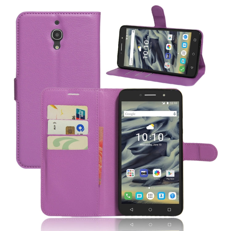 Litchi Texture Horizontal Flip Leather Case for Alcatel Pixi 4 6.0 (4G), with Wallet & Holder & Card Slots