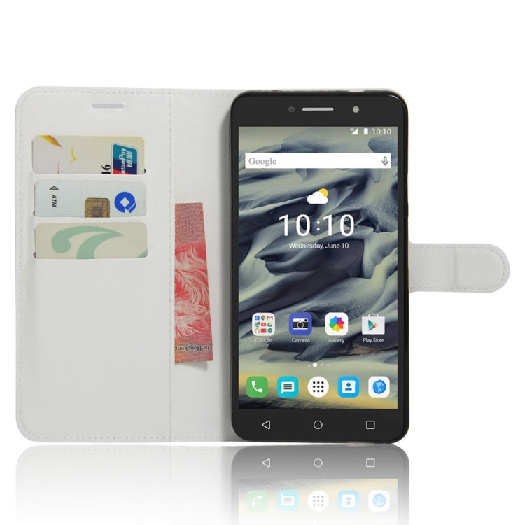 Litchi Texture Horizontal Flip Leather Case for Alcatel Pixi 4 6.0 (4G), with Wallet & Holder & Card Slots