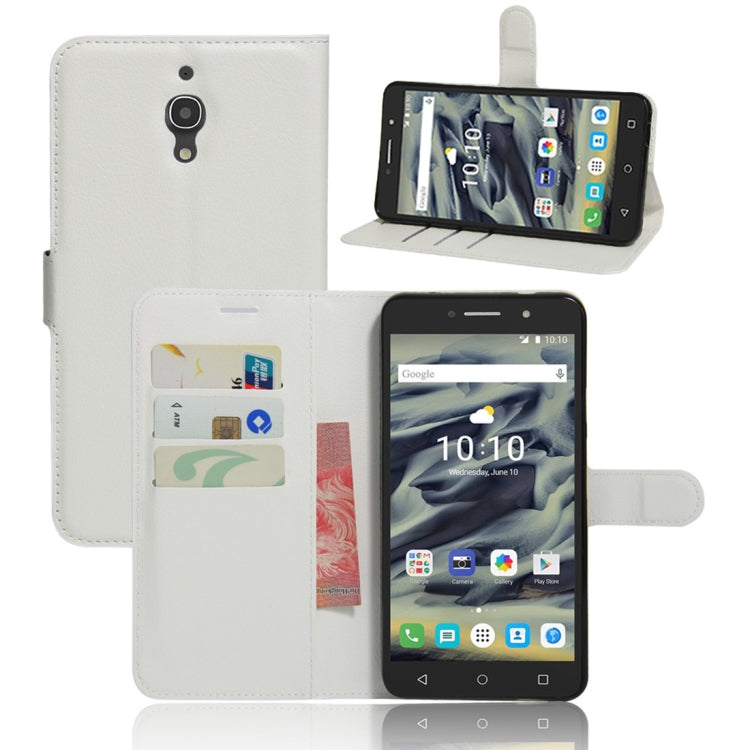 Litchi Texture Horizontal Flip Leather Case for Alcatel Pixi 4 6.0 (4G), with Wallet & Holder & Card Slots