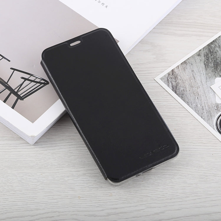 Litchi Texture Horizontal Flip Transparent TPU + Leather Case for LEAGOO M9 Pro(Black)