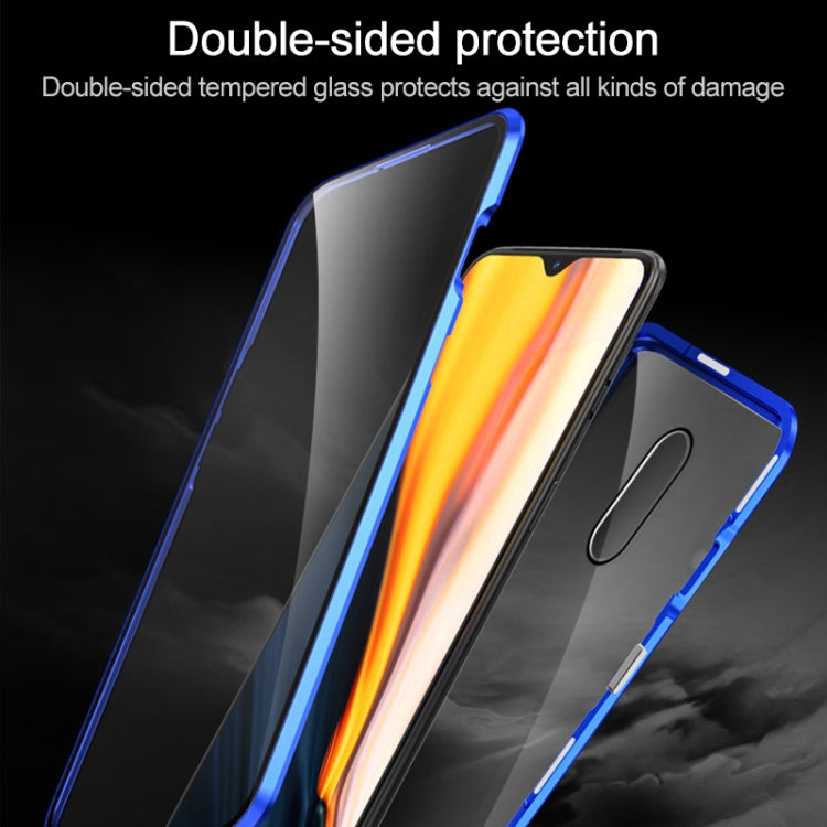 Ultra Slim Double Sides Magnetic Adsorption Angular Frame Tempered Glass Magnet Flip Case for OnePlus 7 Pro