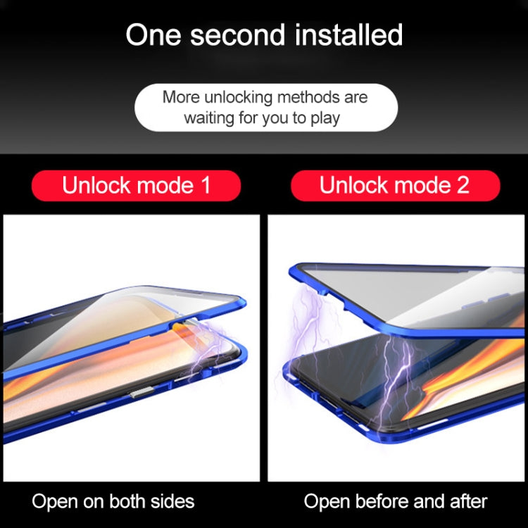 Ultra Slim Double Sides Magnetic Adsorption Angular Frame Tempered Glass Magnet Flip Case for OnePlus 7 Pro