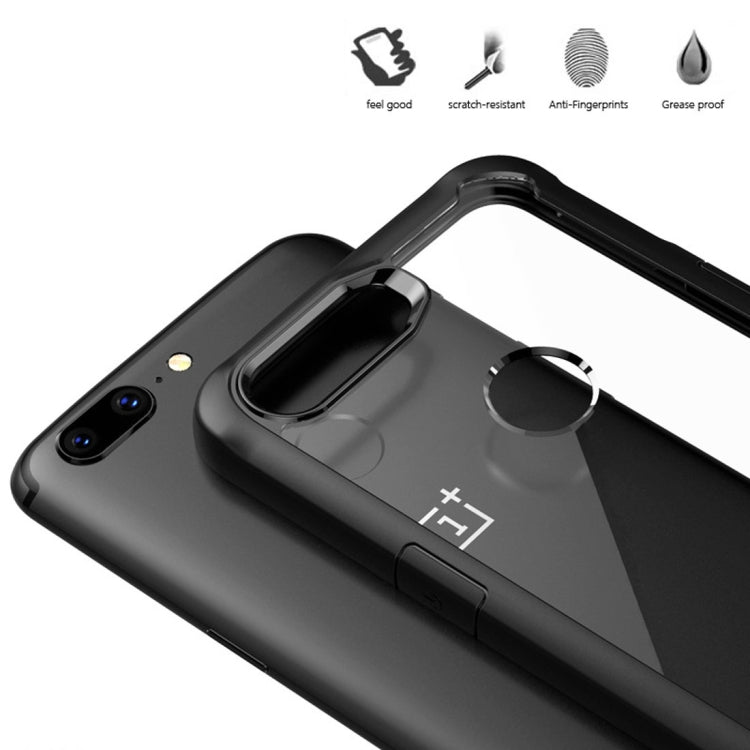 For OnePlus  5T Transparent PC + TPU Full Coverage Shockproof Protective Back Case (Black)