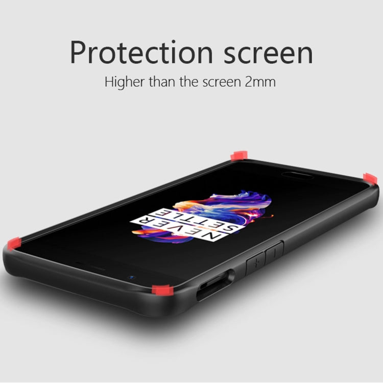 For OnePlus  5T Transparent PC + TPU Full Coverage Shockproof Protective Back Case (Black)