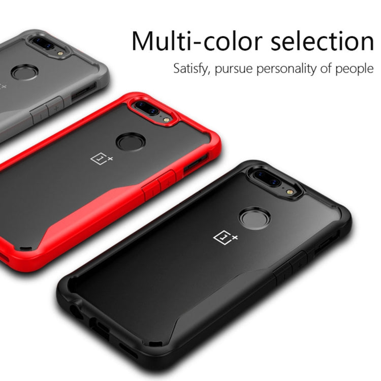 For OnePlus  5T Transparent PC + TPU Full Coverage Shockproof Protective Back Case (Black)