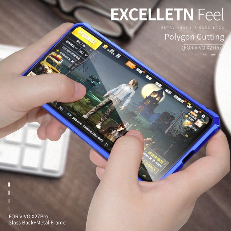 Buckle Series Metal Frame + Tempered Glass Protective Case for Vivo X27 Pro(Black)