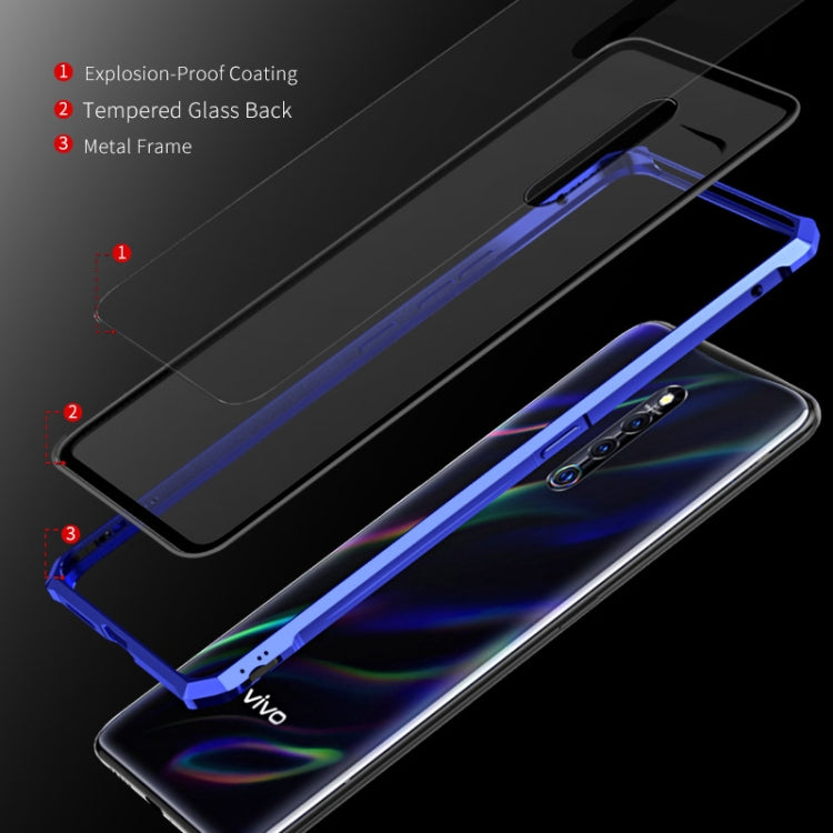 Buckle Series Metal Frame + Tempered Glass Protective Case for Vivo X27 Pro(Black)