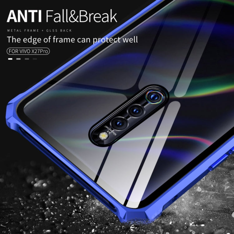 Buckle Series Metal Frame + Tempered Glass Protective Case for Vivo X27 Pro(Black)