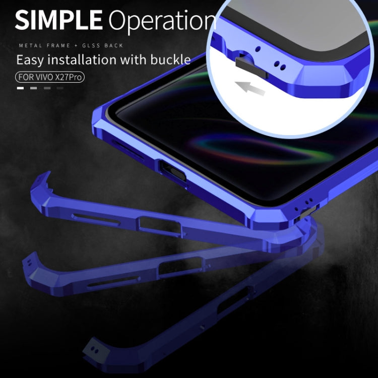 Buckle Series Metal Frame + Tempered Glass Protective Case for Vivo X27 Pro(Black)