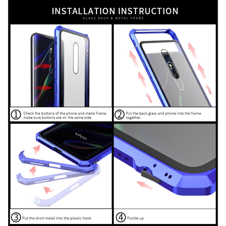 Buckle Series Metal Frame + Tempered Glass Protective Case for Vivo X27 Pro(Black)