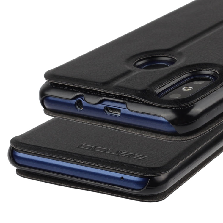 OCUBE Spring Texture Horizontal Flip Leather Case for Vernee T3 Pro, with Holder (Blue)