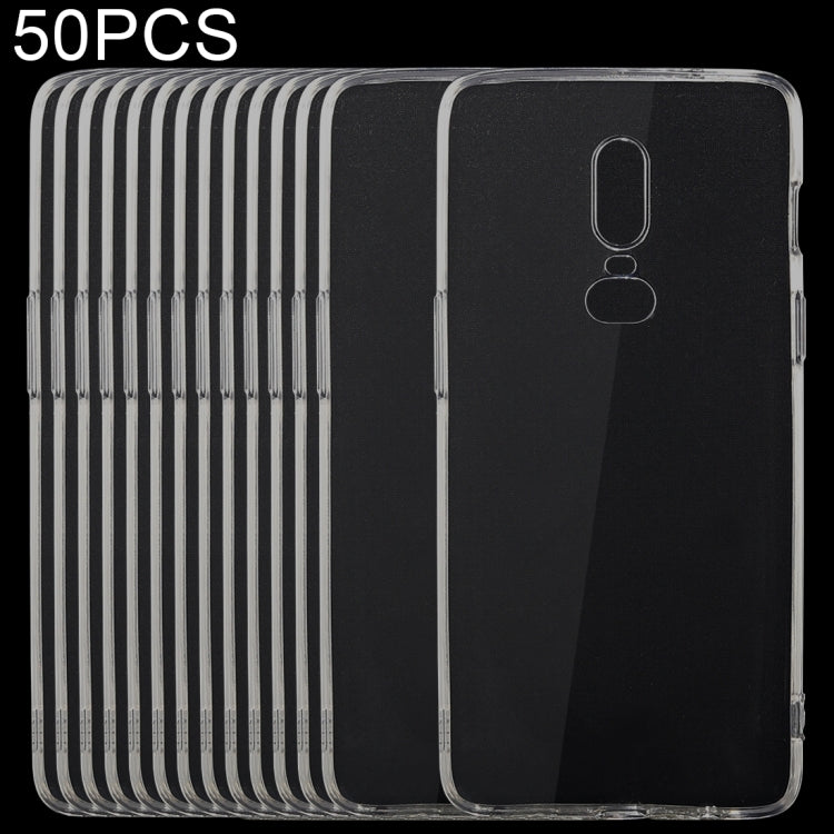 50 PCS for OnePlus 6 Ultra-thin 0.75mm Transparent TPU Protective Case