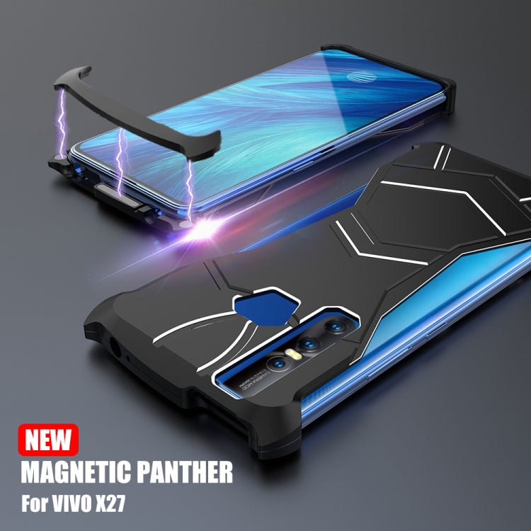 R-JUST Magnet Adsorption Metal Polished Texture Phone Case for VIVO X27 (Black)