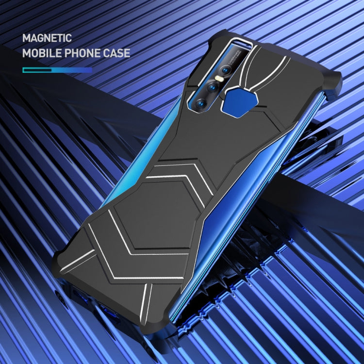 R-JUST Magnet Adsorption Metal Polished Texture Phone Case for VIVO X27 (Black)