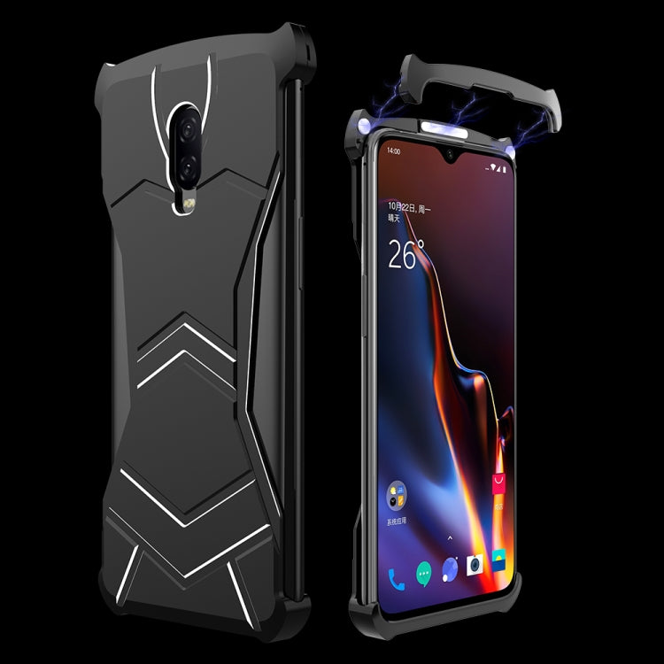 R-JUST Magnet Adsorption Metal Polished Texture Phone Case for Onepuls 6T (Black)