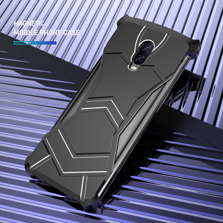 R-JUST Magnet Adsorption Metal Polished Texture Phone Case for Onepuls 6T (Black)