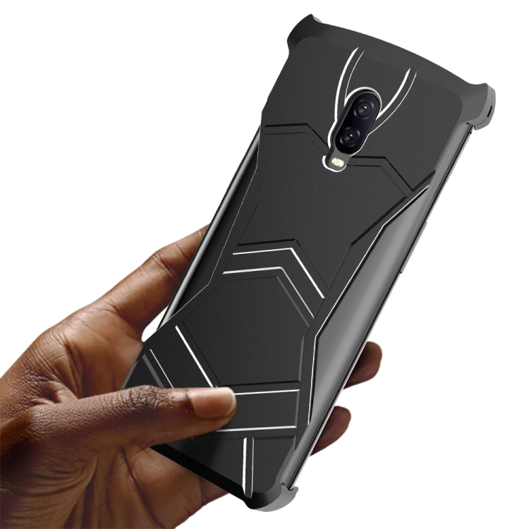 R-JUST Magnet Adsorption Metal Polished Texture Phone Case for Onepuls 6T (Black)