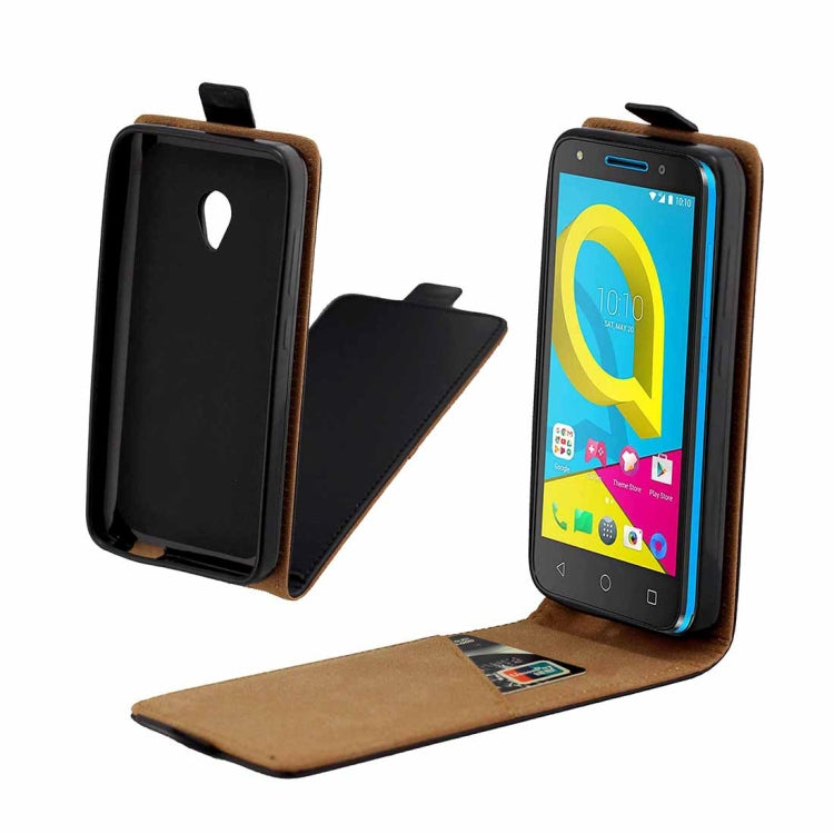 For Alcatel U5 TPU Business Style Vertical Flip Protective Leather Case with Card Slot (Black)