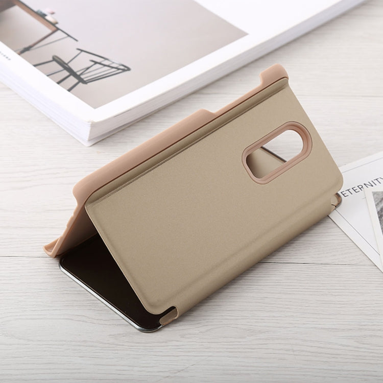 Mirror Clear View Horizontal Flip PU Leather Case for OnePlus 6, with Holder