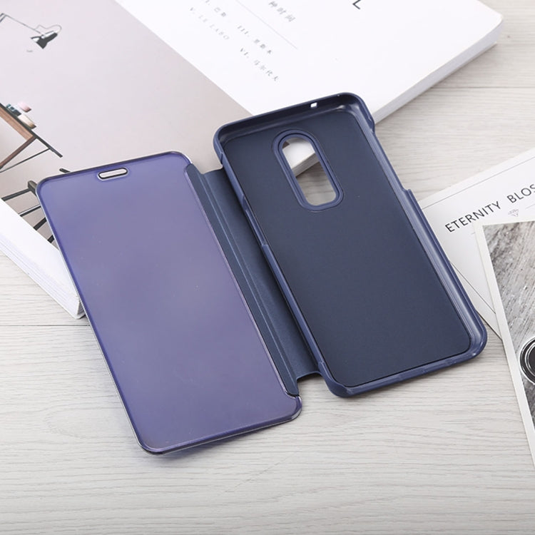 Mirror Clear View Horizontal Flip PU Leather Case for OnePlus 6, with Holder