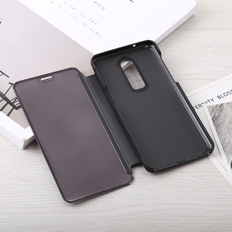 Mirror Clear View Horizontal Flip PU Leather Case for OnePlus 6, with Holder