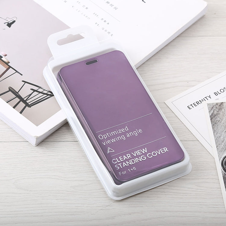 Mirror Clear View Horizontal Flip PU Leather Case for OnePlus 6, with Holder