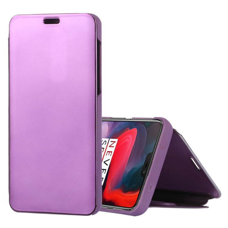 Mirror Clear View Horizontal Flip PU Leather Case for OnePlus 6, with Holder