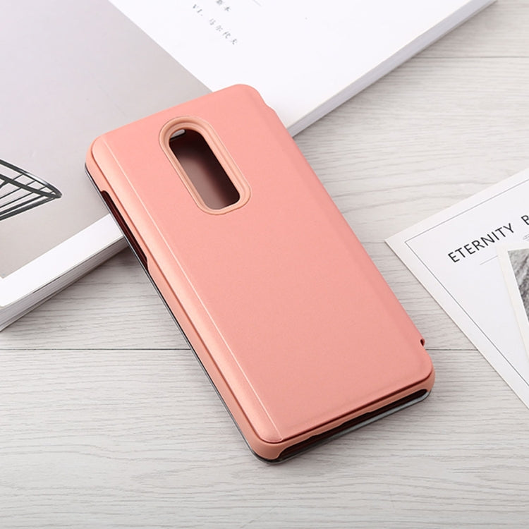 Mirror Clear View Horizontal Flip PU Leather Case for OnePlus 6, with Holder