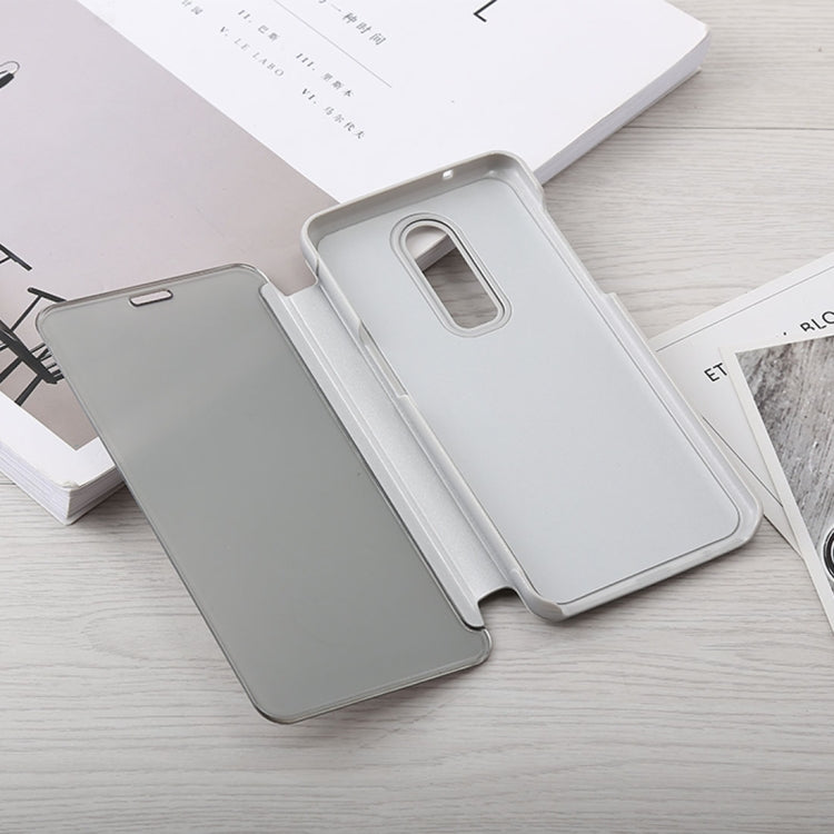 Mirror Clear View Horizontal Flip PU Leather Case for OnePlus 6, with Holder
