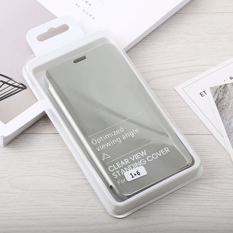 Mirror Clear View Horizontal Flip PU Leather Case for OnePlus 6, with Holder
