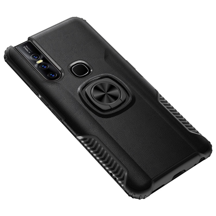 Shockproof Car Magnetic Case with 360 Degree Gold Armor Ring for VIVO V15