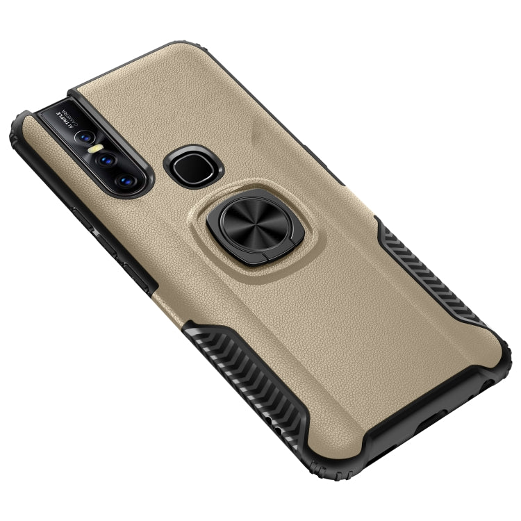 Shockproof Car Magnetic Case with 360 Degree Gold Armor Ring for VIVO V15