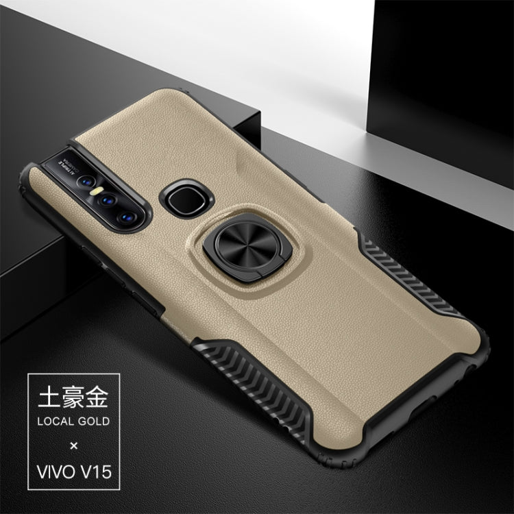 Shockproof Car Magnetic Case with 360 Degree Gold Armor Ring for VIVO V15