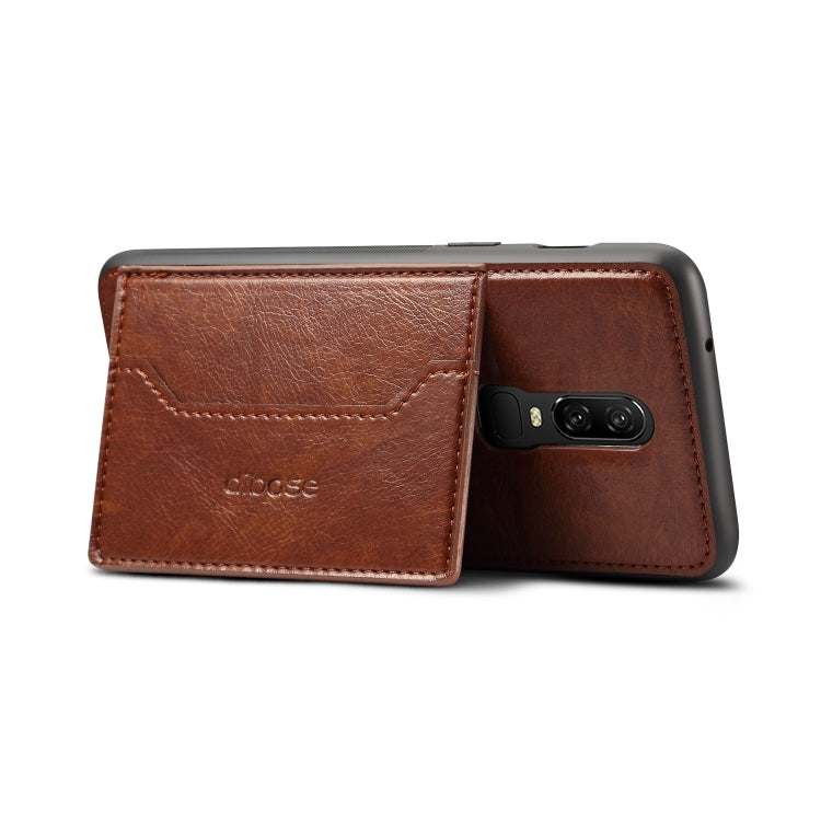 Dibase TPU + PC + PU Crazy Horse Texture Leather Case for OnePlus 6, with Holder & Card Slots